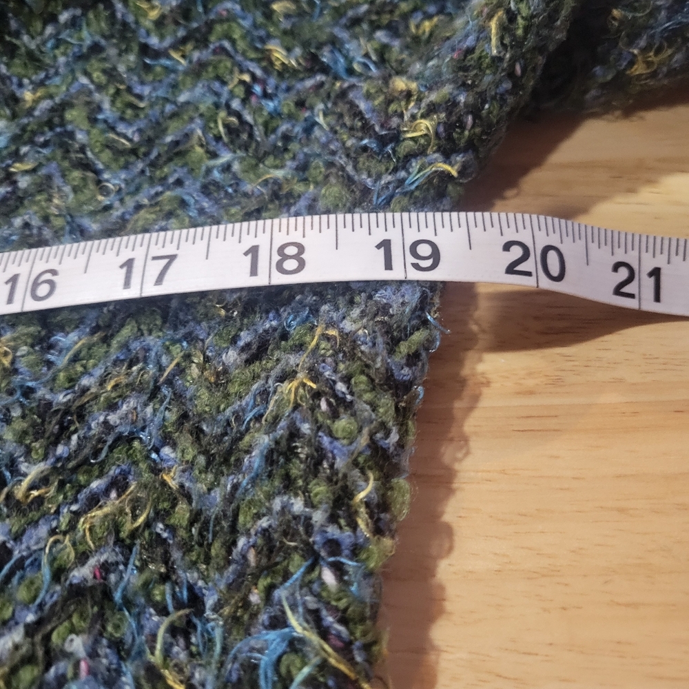 Carole Little Boucle Wool Blend Green Blue Collared Button Cardigan Vintage - Picture 4 of 5